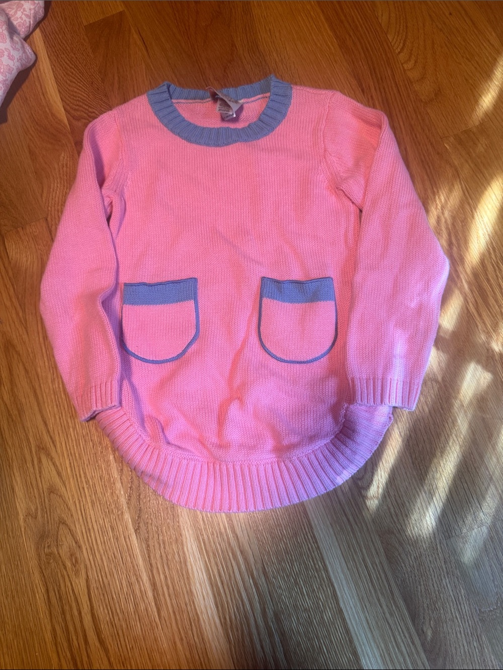 The Beaufort Bonnet Company Pink Sweater with Blue Trim